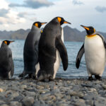 Penguins on a beach on South Georgia Island